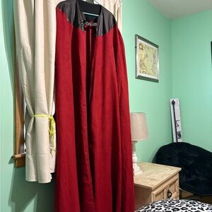 Red and Black Cape with Buckle Detail